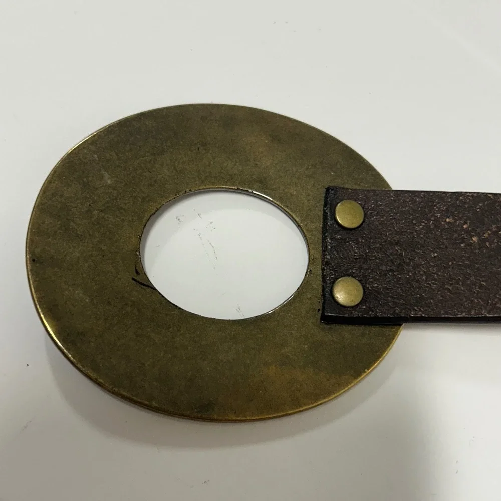 Coldwater Creek Brown Leather Western Belt Brass Hook Buckle Plus Size 1X 2X